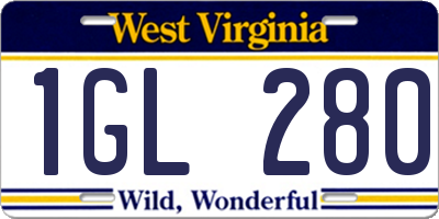WV license plate 1GL280