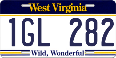 WV license plate 1GL282