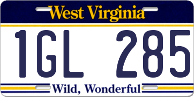 WV license plate 1GL285