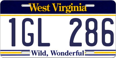 WV license plate 1GL286