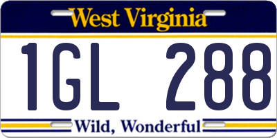 WV license plate 1GL288