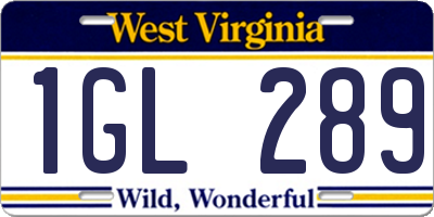 WV license plate 1GL289