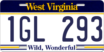 WV license plate 1GL293