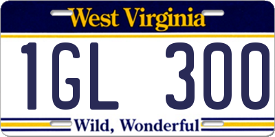 WV license plate 1GL300