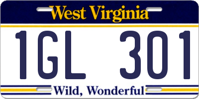 WV license plate 1GL301