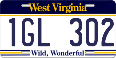 WV license plate 1GL302