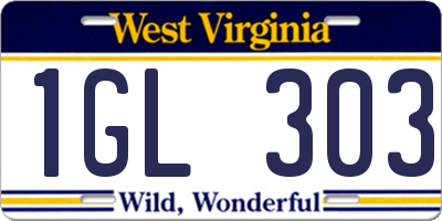 WV license plate 1GL303