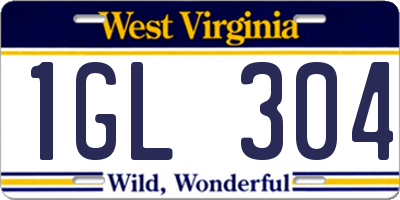WV license plate 1GL304