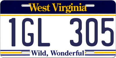 WV license plate 1GL305