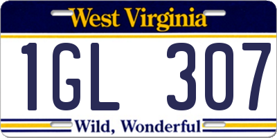 WV license plate 1GL307
