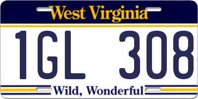 WV license plate 1GL308