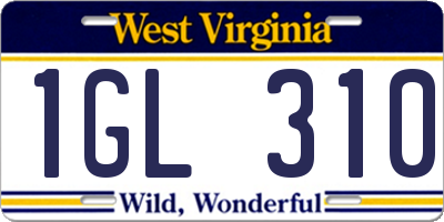 WV license plate 1GL310
