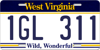 WV license plate 1GL311