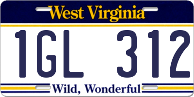 WV license plate 1GL312