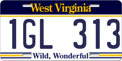 WV license plate 1GL313