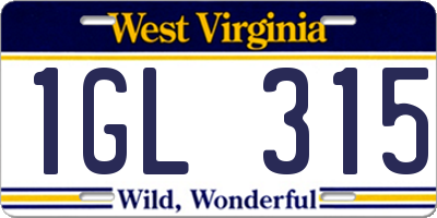 WV license plate 1GL315