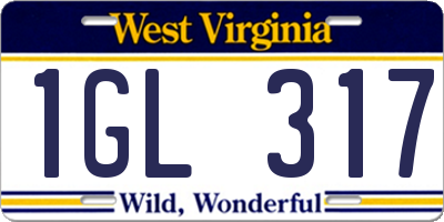 WV license plate 1GL317