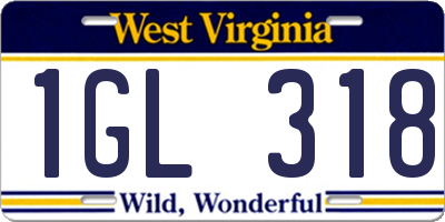 WV license plate 1GL318