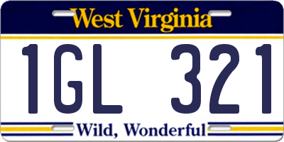 WV license plate 1GL321