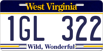 WV license plate 1GL322