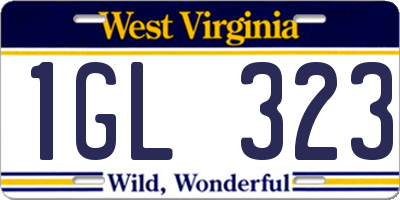 WV license plate 1GL323