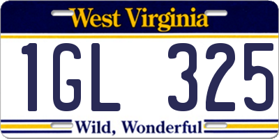 WV license plate 1GL325
