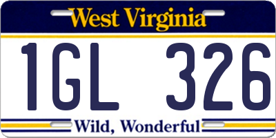 WV license plate 1GL326