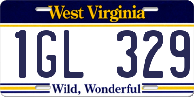 WV license plate 1GL329
