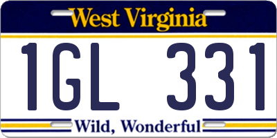 WV license plate 1GL331