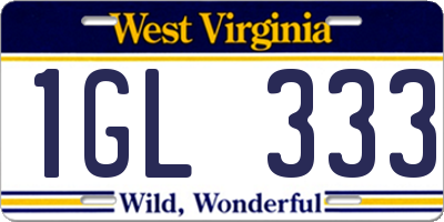 WV license plate 1GL333
