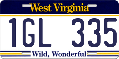 WV license plate 1GL335