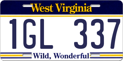 WV license plate 1GL337