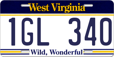 WV license plate 1GL340