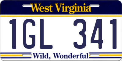 WV license plate 1GL341