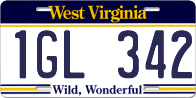 WV license plate 1GL342