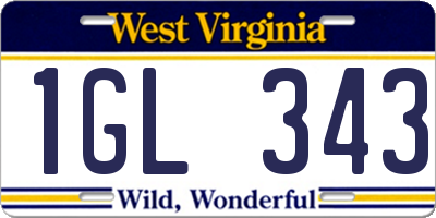 WV license plate 1GL343
