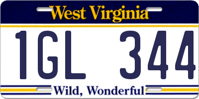 WV license plate 1GL344