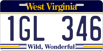 WV license plate 1GL346