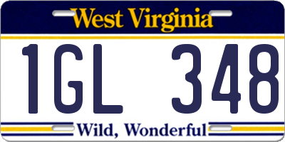 WV license plate 1GL348