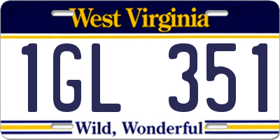 WV license plate 1GL351