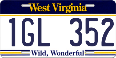 WV license plate 1GL352
