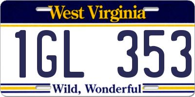 WV license plate 1GL353