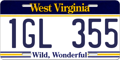 WV license plate 1GL355