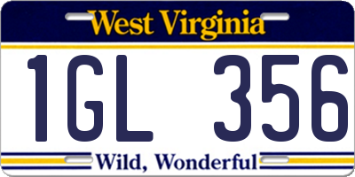 WV license plate 1GL356
