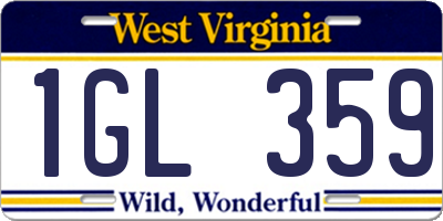 WV license plate 1GL359