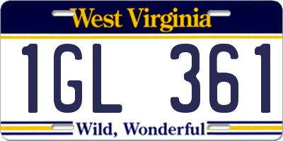 WV license plate 1GL361