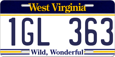 WV license plate 1GL363