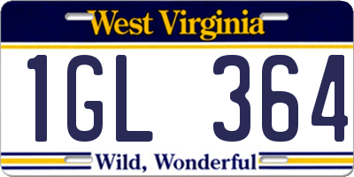 WV license plate 1GL364