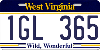 WV license plate 1GL365