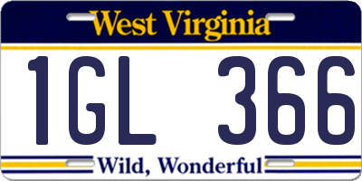 WV license plate 1GL366